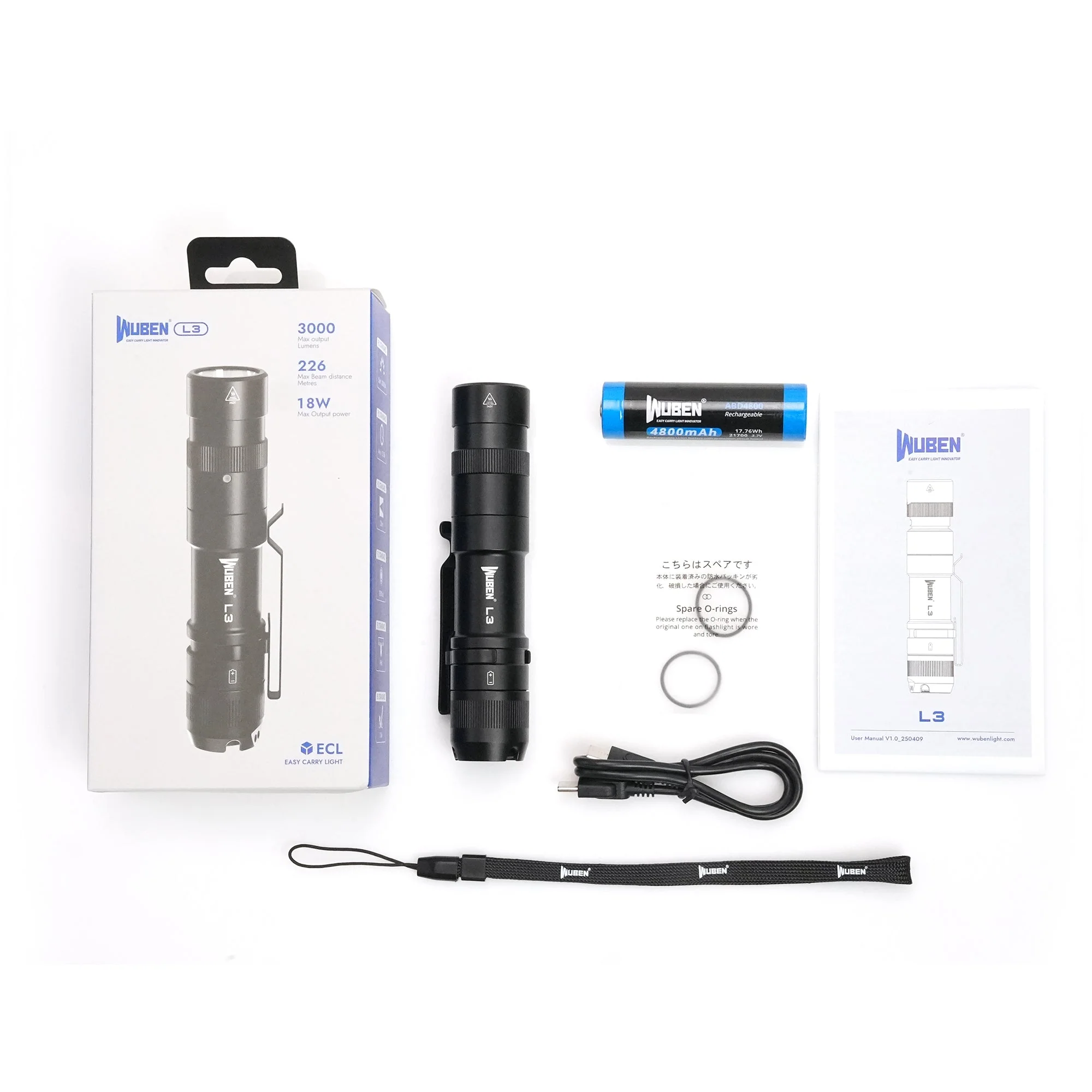 Wuben L3 Fast Charging Bright Flashlight - Image 3